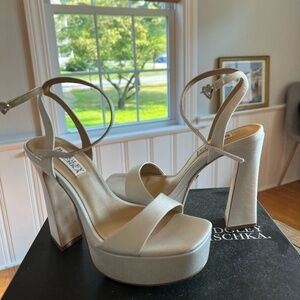Badgley Mischka - White Satin - Caia Heels (5.5B)